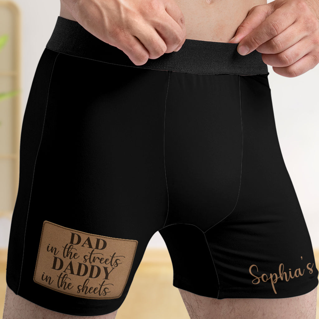 Dad In The Streets Daddy In The Sheets - Personalized Father Men’s Boxer Briefs