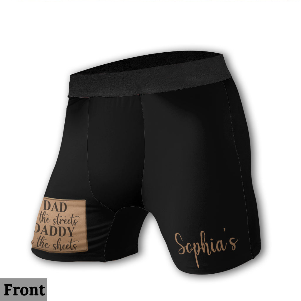 Dad In The Streets Daddy In The Sheets - Personalized Father Men’s Boxer Briefs
