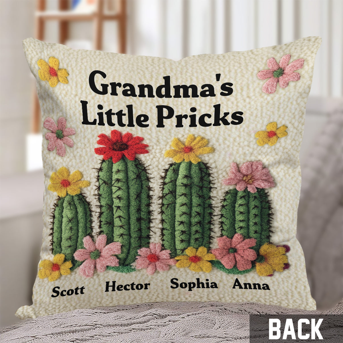 Grandma's Little Pricks - Personalized Grandma Throw Pillow