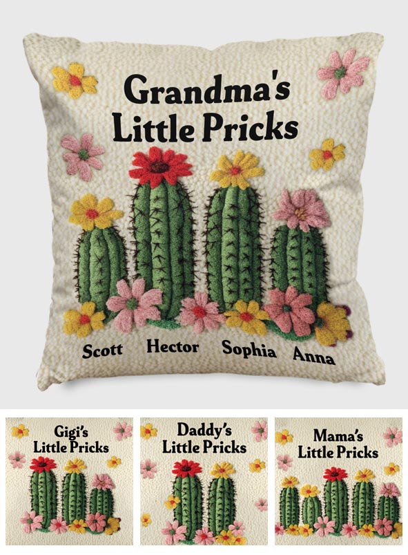 Grandma's Little Pricks - Personalized Grandma Throw Pillow