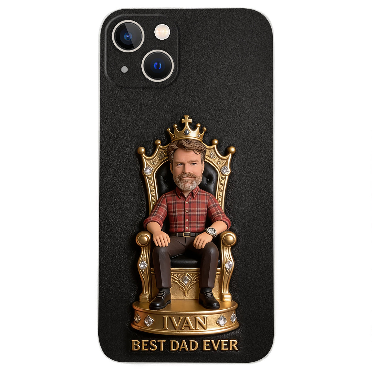 Le Roi Papa - Coque de téléphone en cuir personnalisée 3D