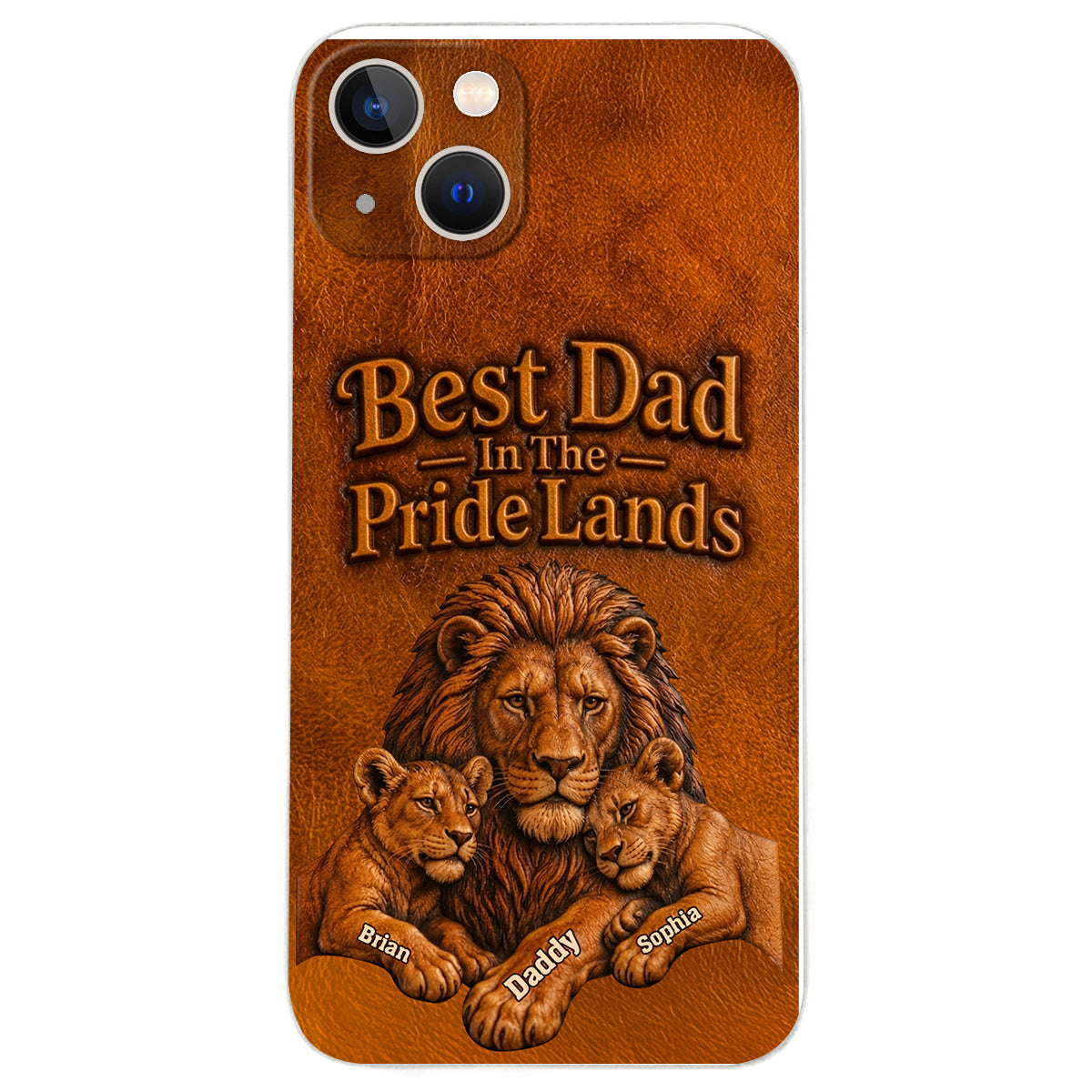 Papa Lion - Coque de téléphone en cuir personnalisée 3D