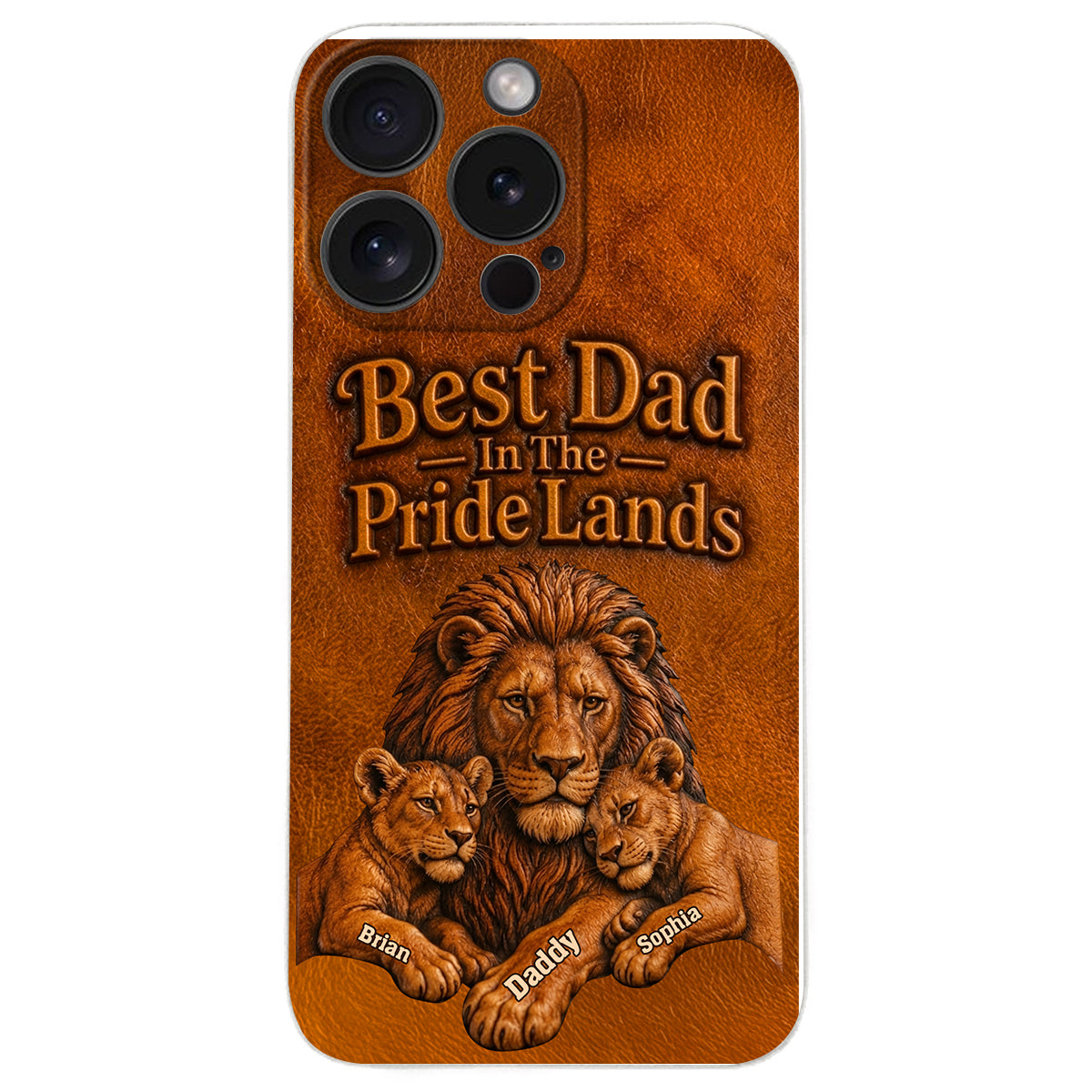 Papa Lion - Coque de téléphone en cuir personnalisée 3D