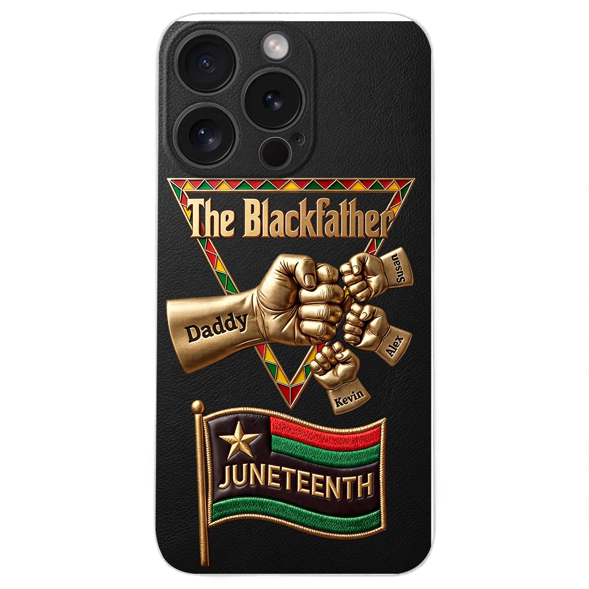 Le Blackfather - Coque de téléphone en cuir embossé 3D personnalisée