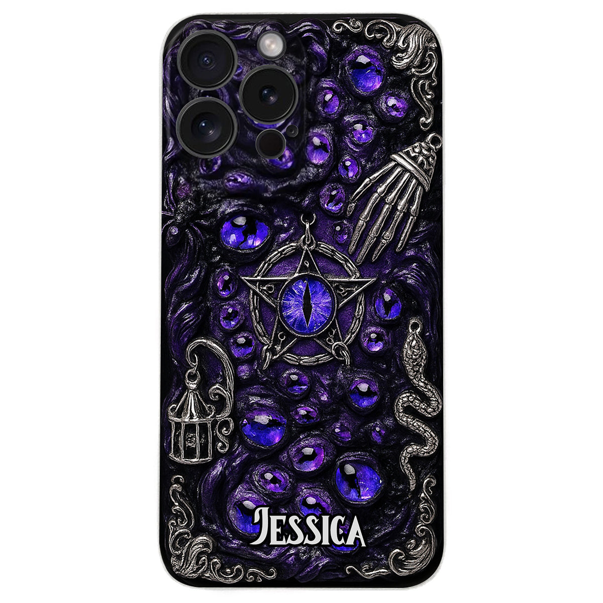Étui de téléphone en cuir personnalisé, style sorcière, pentacle gothique - Coque de téléphone personnalisée inspirée des sorcières