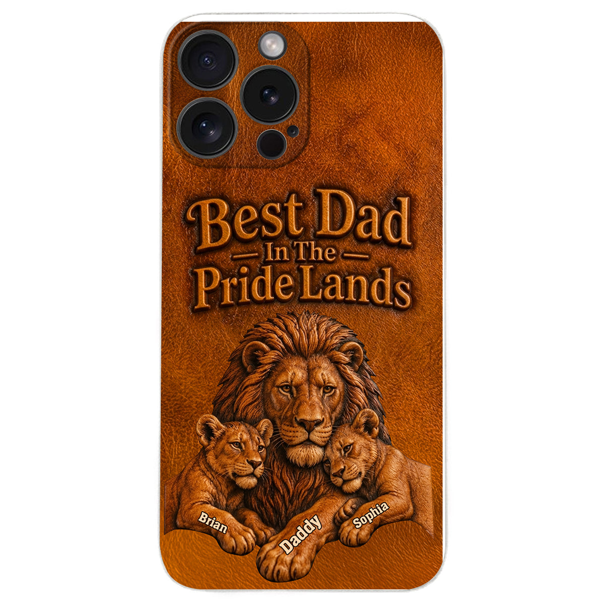 Papa Lion - Coque de téléphone en cuir personnalisée 3D