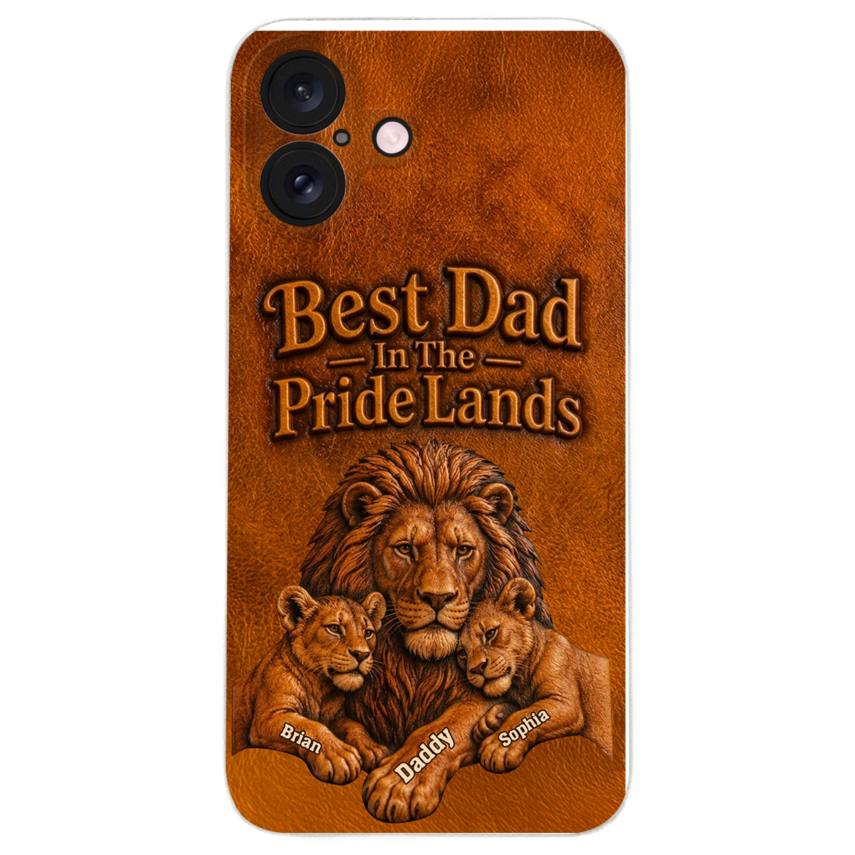 Papa Lion - Coque de téléphone en cuir personnalisée 3D