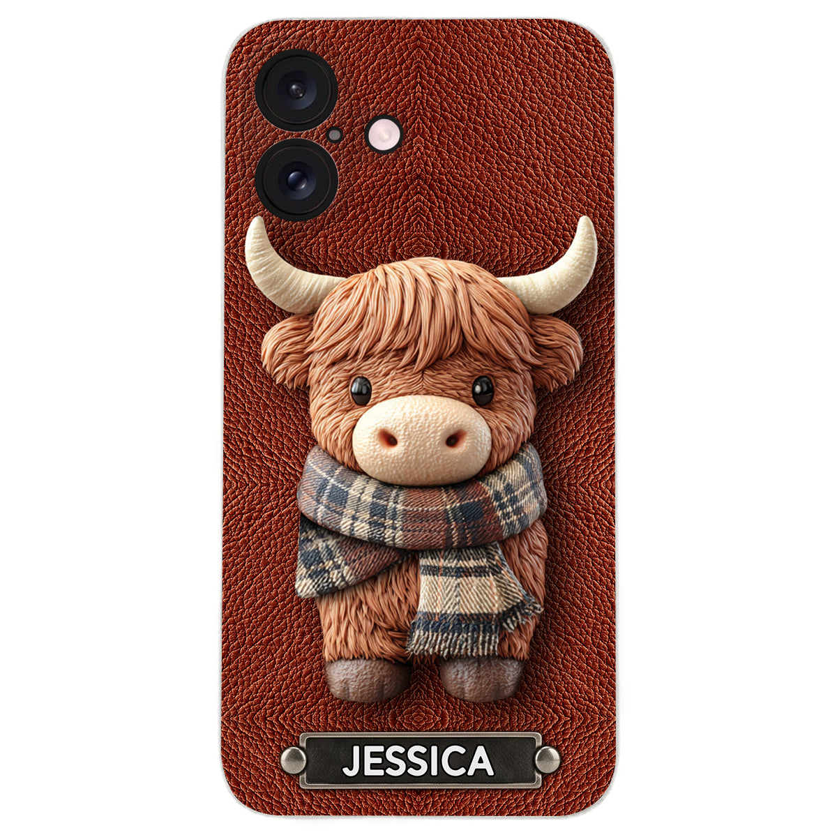 Adorable vache des Highlands - Étui de téléphone en cuir personnalisé avec une vache des Highlands