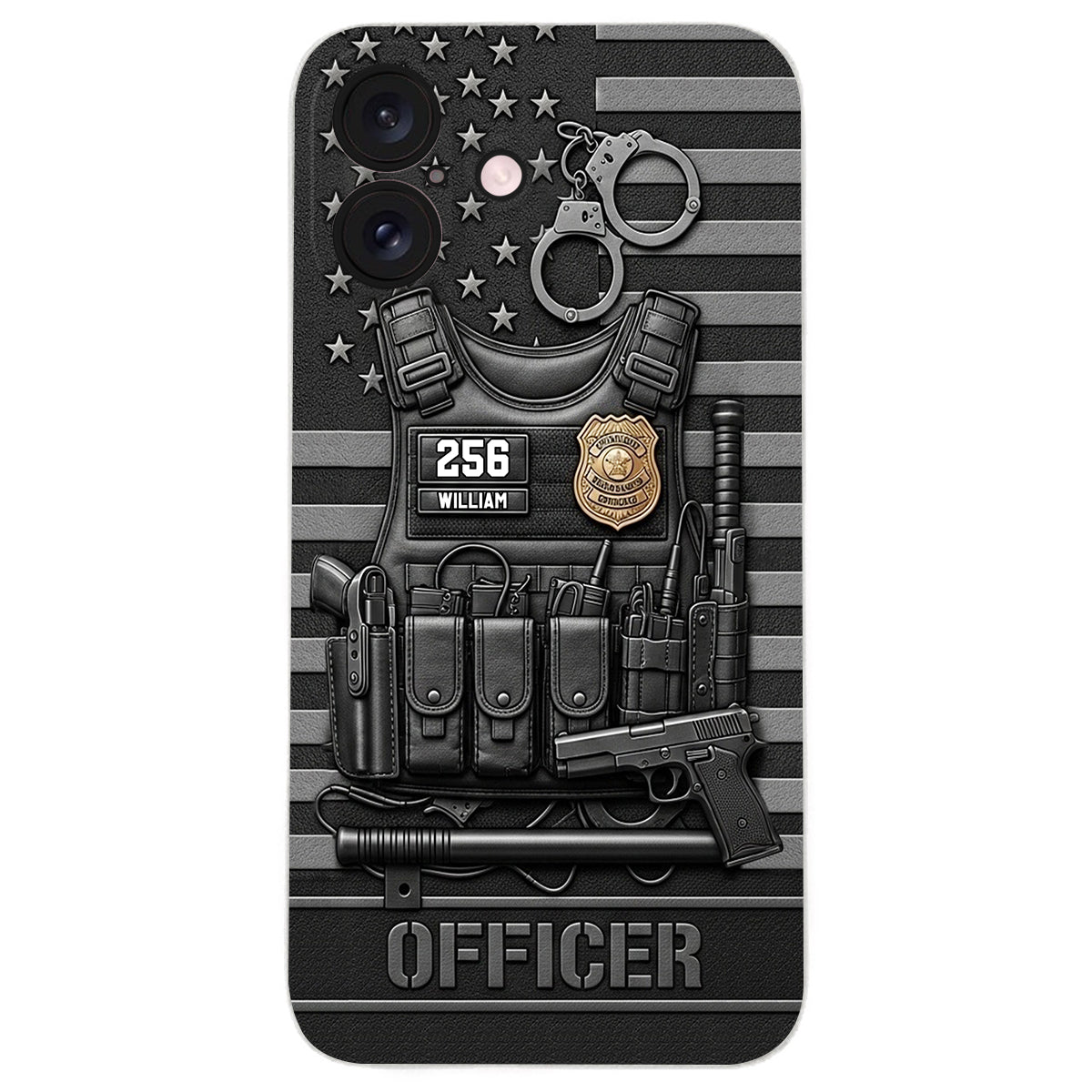 Servir et protéger - Étui de téléphone en cuir personnalisé pour policier