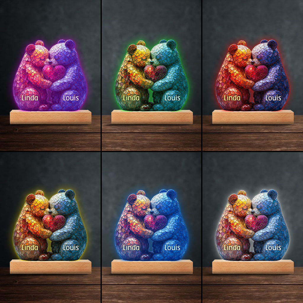 Loving Bears - Personalized Couple Shaped Plaque Light Base