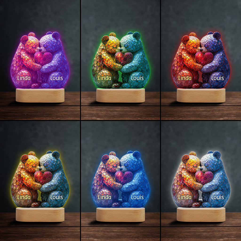 Loving Bears - Personalized Couple Shaped Plaque Light Base