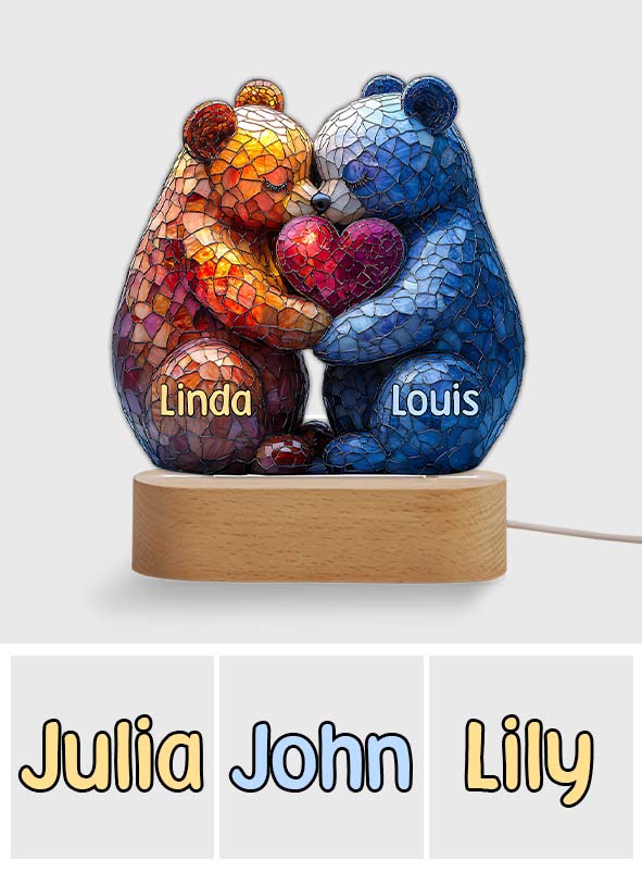 Loving Bears - Personalized Couple Shaped Plaque Light Base