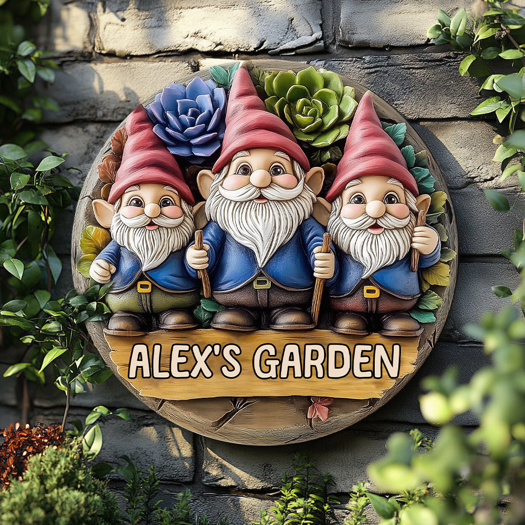 Bienvenue dans mon jardin - Panneau rond en métal personnalisé pour le jardinage