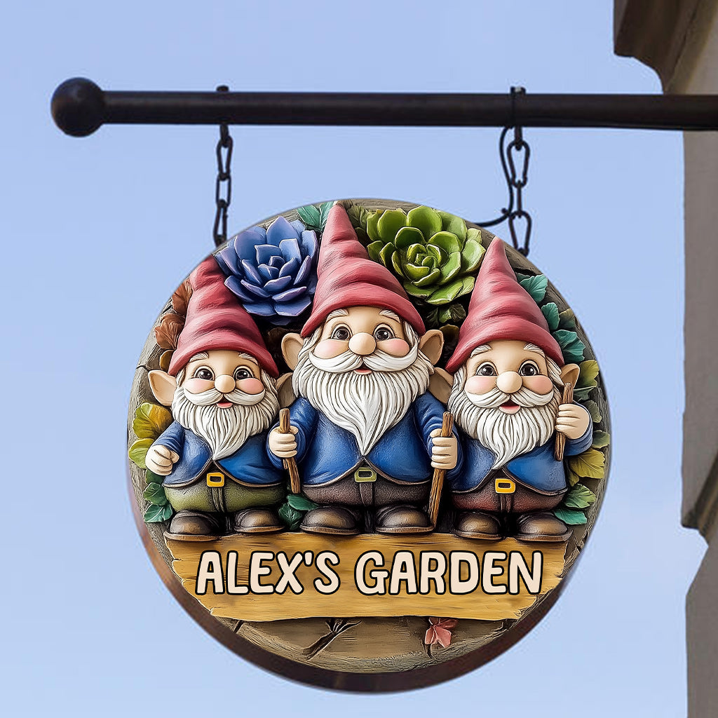 Bienvenue dans mon jardin - Panneau rond en métal personnalisé pour le jardinage