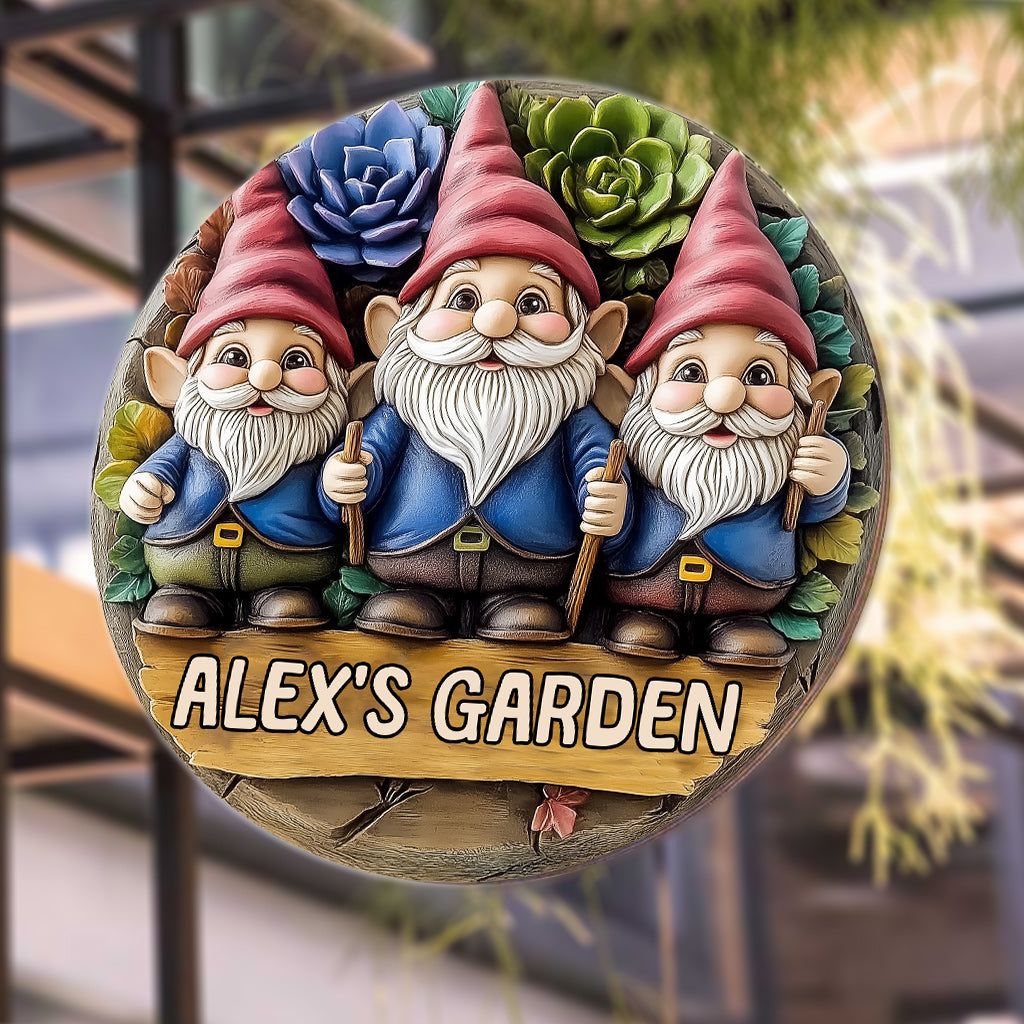 Bienvenue dans mon jardin - Panneau rond en métal personnalisé pour le jardinage