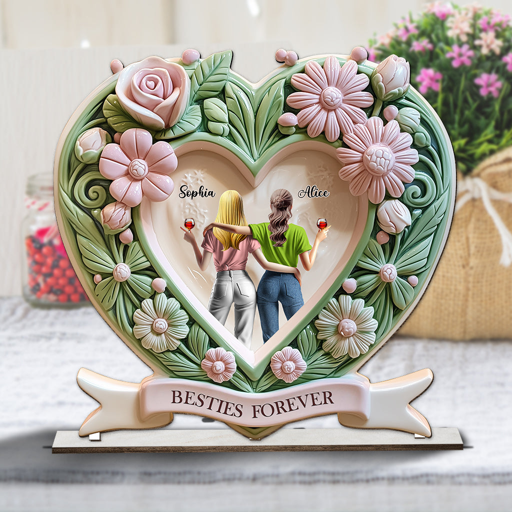 Meilleures amies pour toujours - Décoration personnalisée pour meilleure amie (1 étage, grand format, autoportante)
