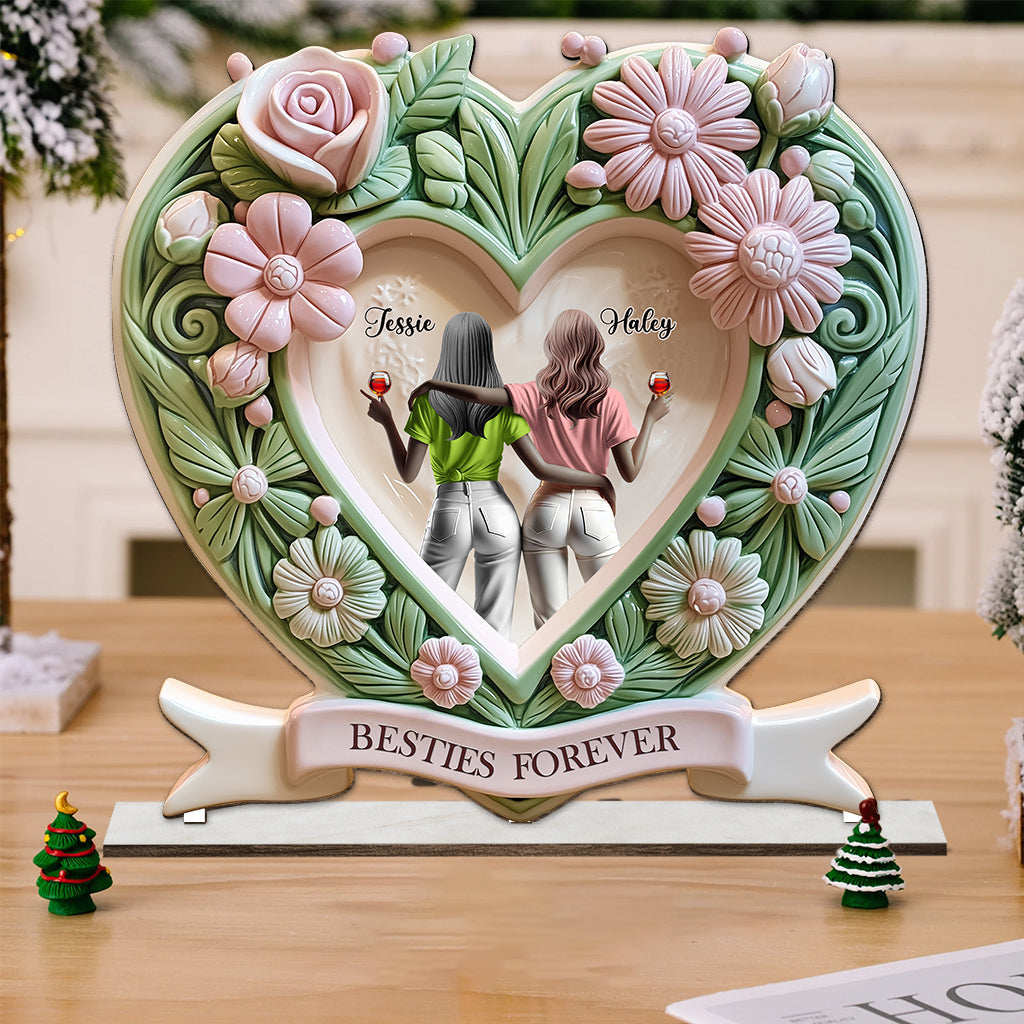 Meilleures amies pour toujours - Décoration personnalisée pour meilleure amie (1 étage, grand format, autoportante)