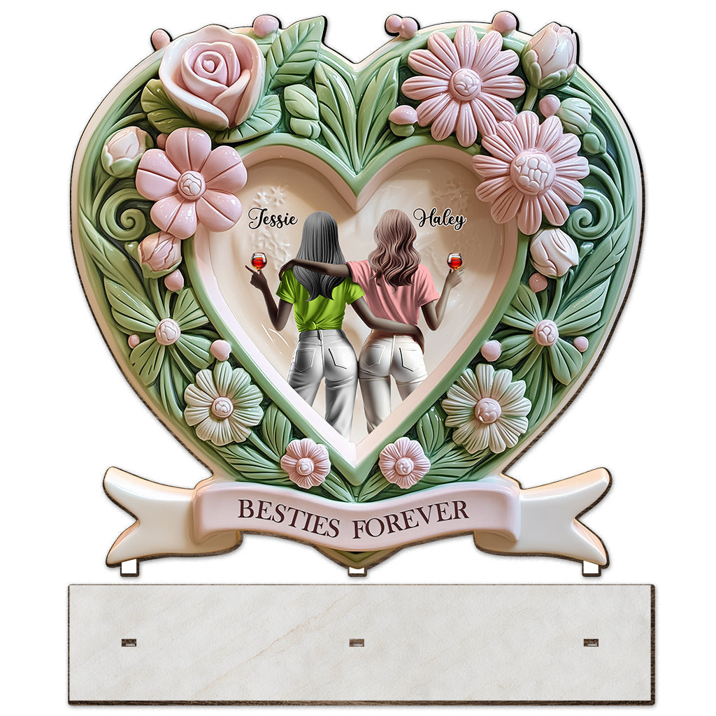Meilleures amies pour toujours - Décoration personnalisée pour meilleure amie (1 étage, grand format, autoportante)