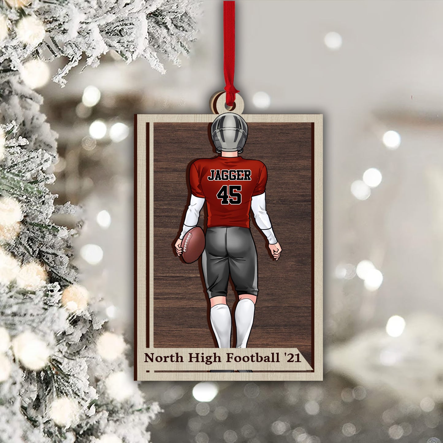 Saison de football - Cadeau de football pour fils - Ornement personnalisé en 2 parties