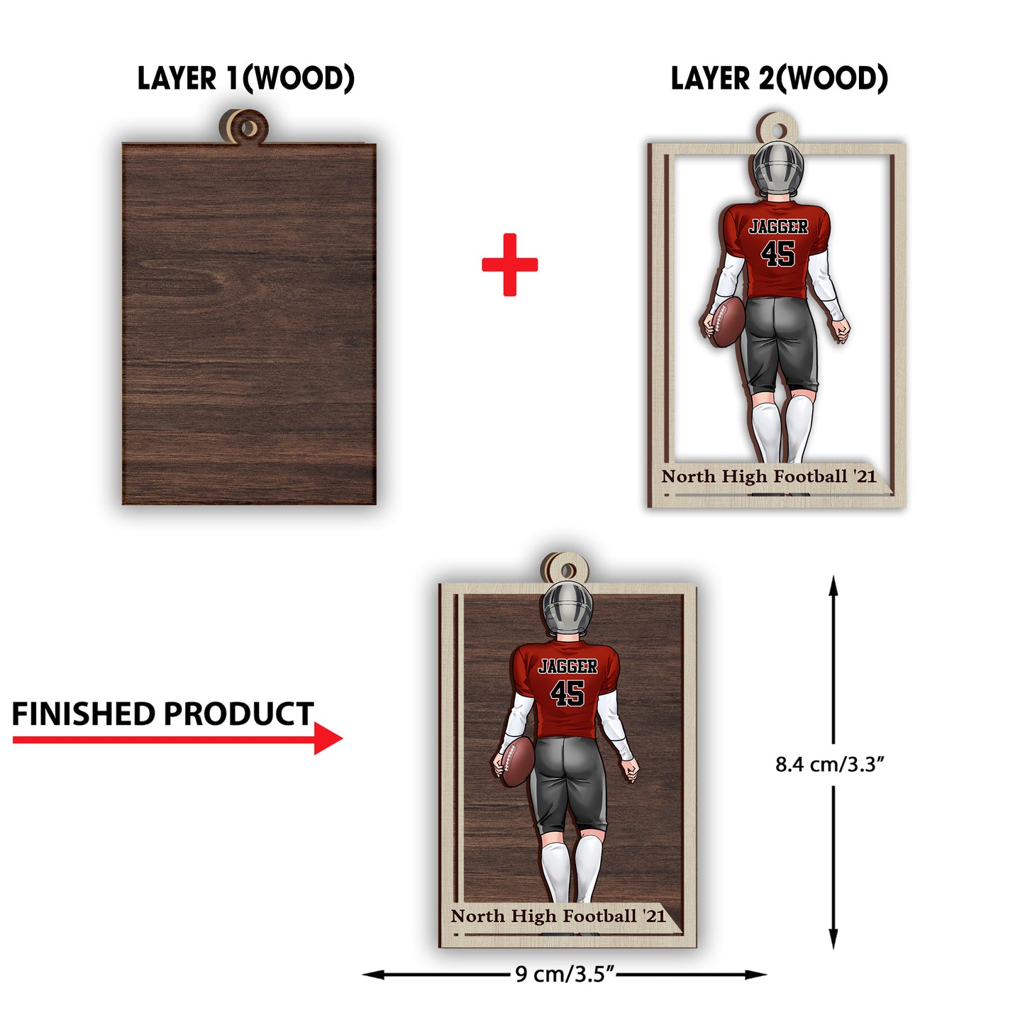 Saison de football - Cadeau de football pour fils - Ornement personnalisé en 2 parties