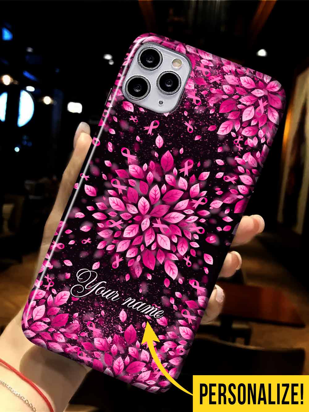 Foi, Espoir, Amour - Coque de téléphone personnalisée pour la sensibilisation au cancer du sein