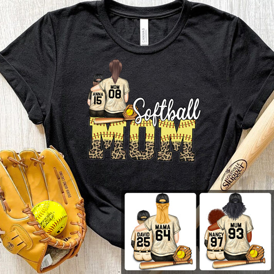 Maman de joueuse de softball - Cadeau de softball pour maman - T-shirt et sweat à capuche personnalisés