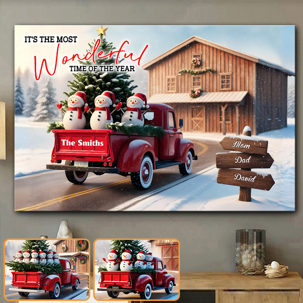 Noël rustique en famille - Toile et affiche personnalisées pour toute la famille