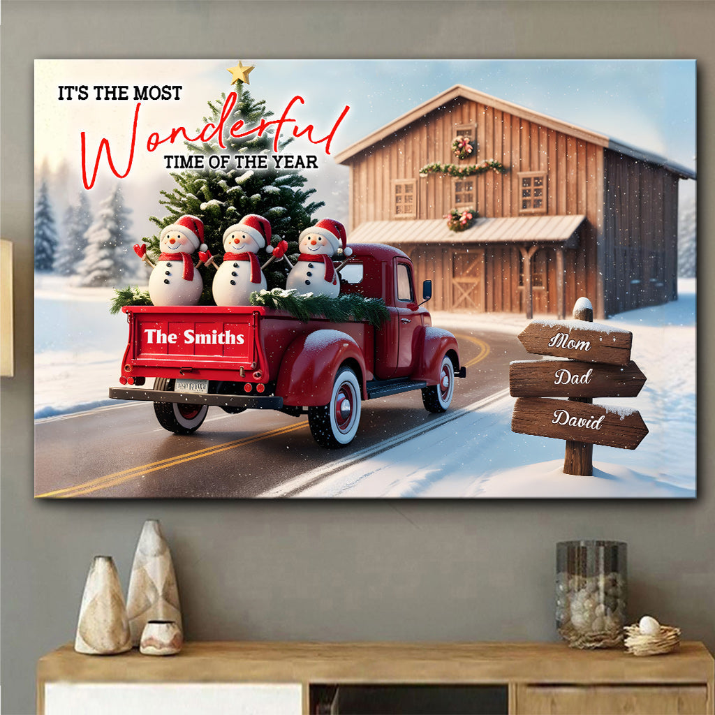 Noël rustique en famille - Toile et affiche personnalisées pour toute la famille