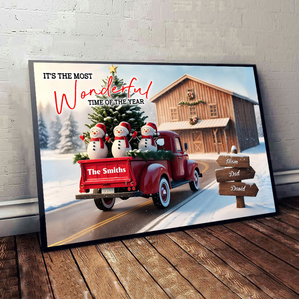 Noël rustique en famille - Toile et affiche personnalisées pour toute la famille