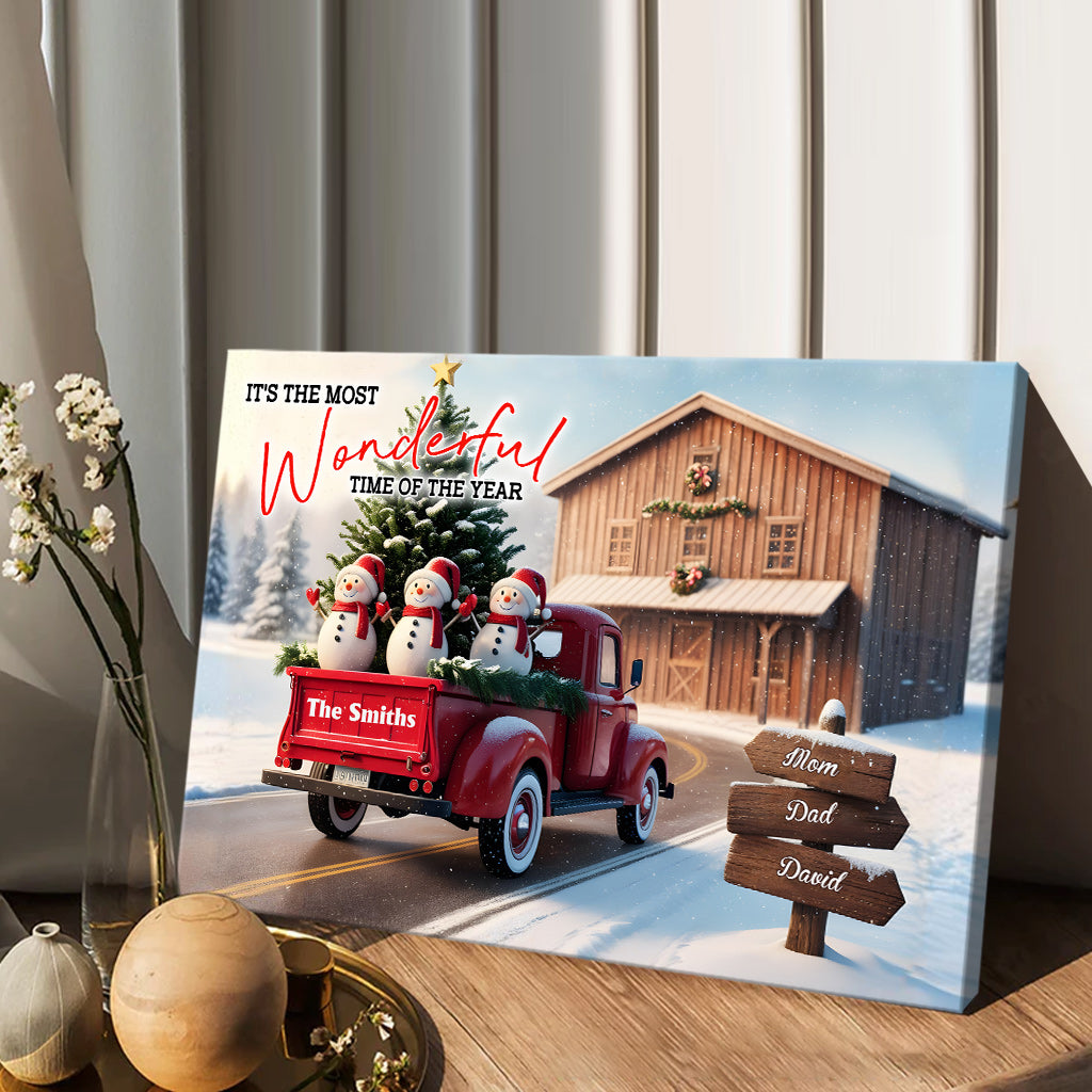 Noël rustique en famille - Toile et affiche personnalisées pour toute la famille