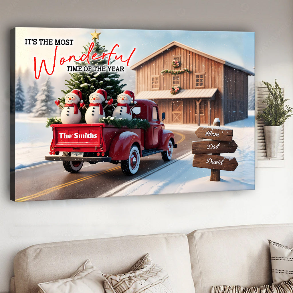 Noël rustique en famille - Toile et affiche personnalisées pour toute la famille