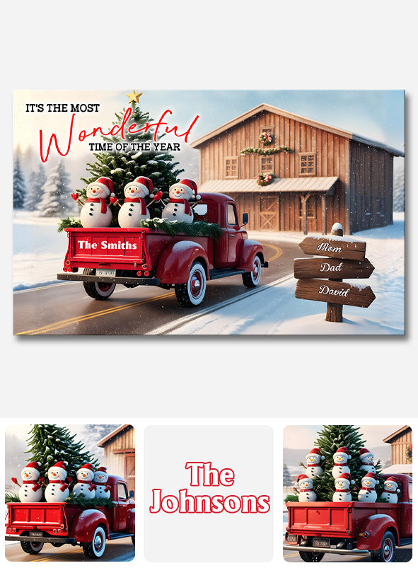 Noël rustique en famille - Toile et affiche personnalisées pour toute la famille