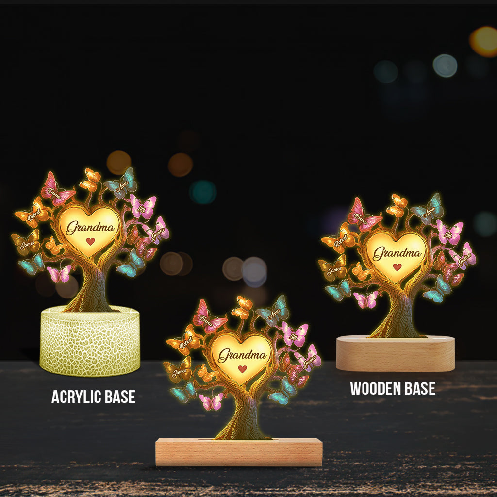 Beautiful Grandma Butterfly Tree - Personalized Grandma Shaped Plaque Light Base