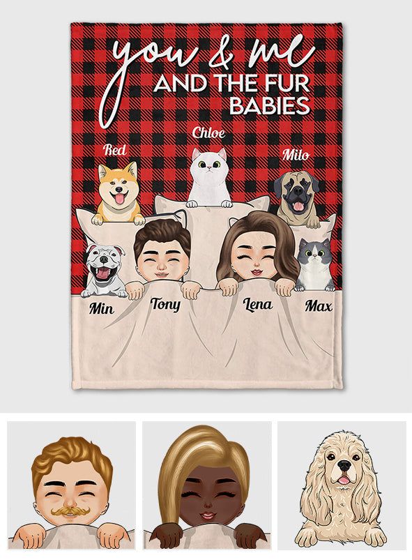 You & Me And The Fur Babies - Personalized Couple Blanket