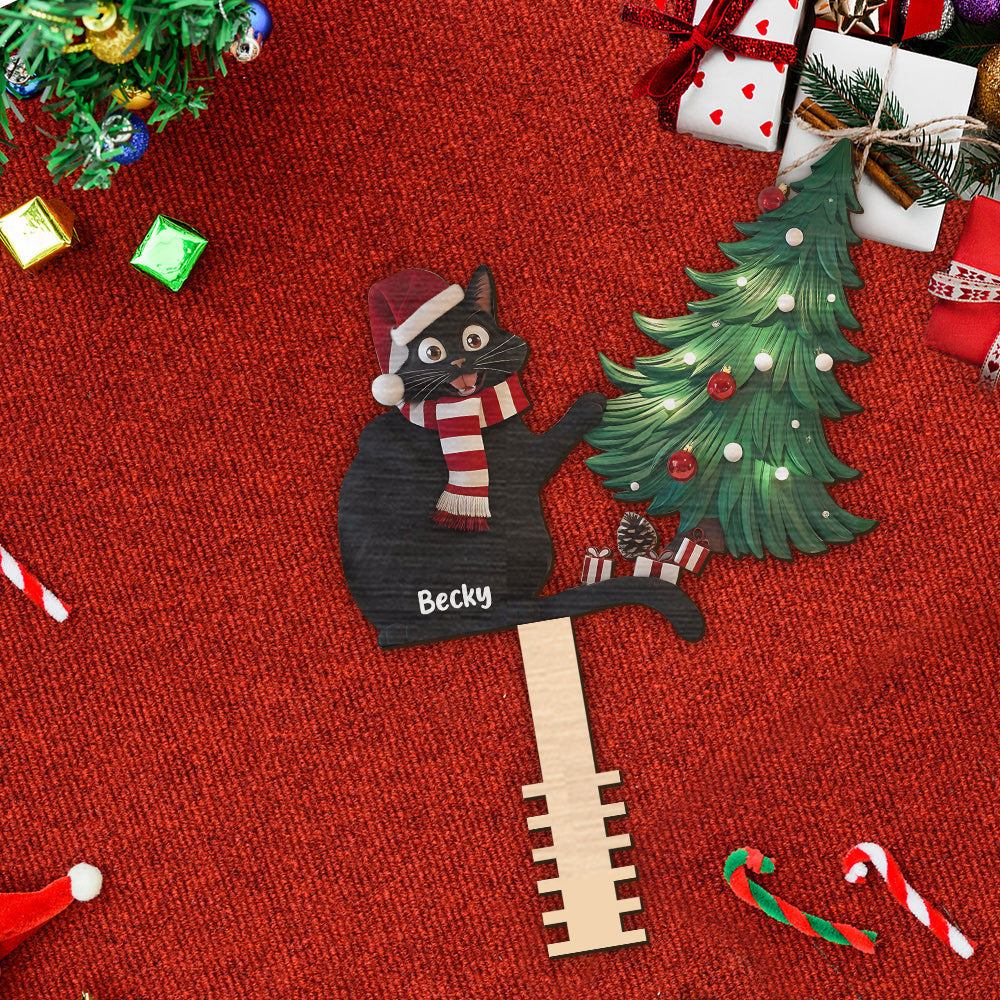 Chat noir coquin - Décoration de sapin de Noël personnalisée en forme de chat noir