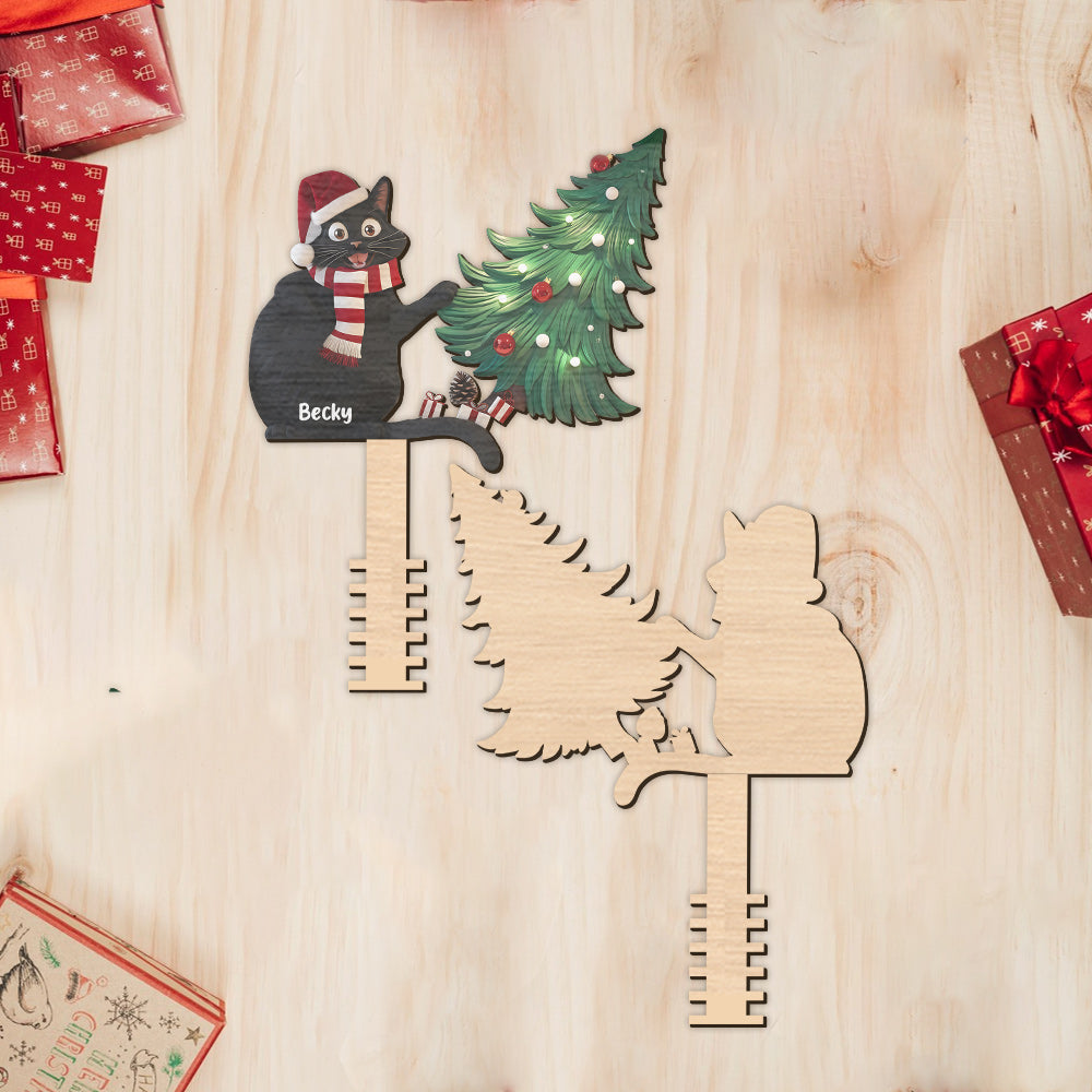Chat noir coquin - Décoration de sapin de Noël personnalisée en forme de chat noir