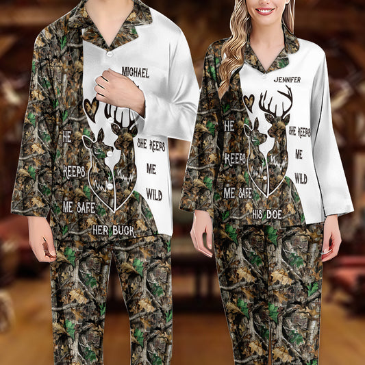 Amour Sauvage - Pyjama de chasse personnalisé à boutons