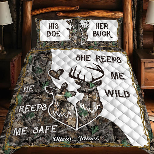 Amour sauvage - Ensemble de courtepointe de chasse personnalisé