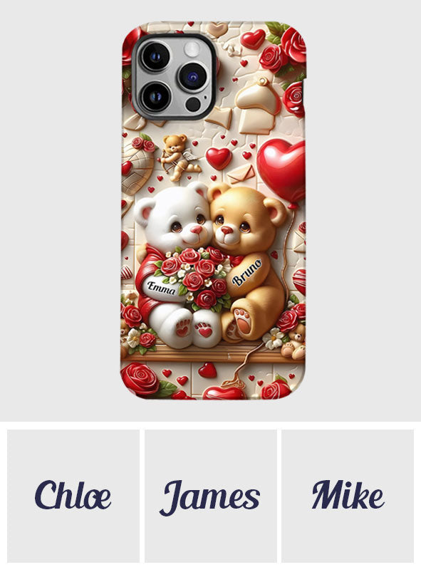 Couple d'ours mignons - Coque de téléphone personnalisée avec impression intégrale pour couple