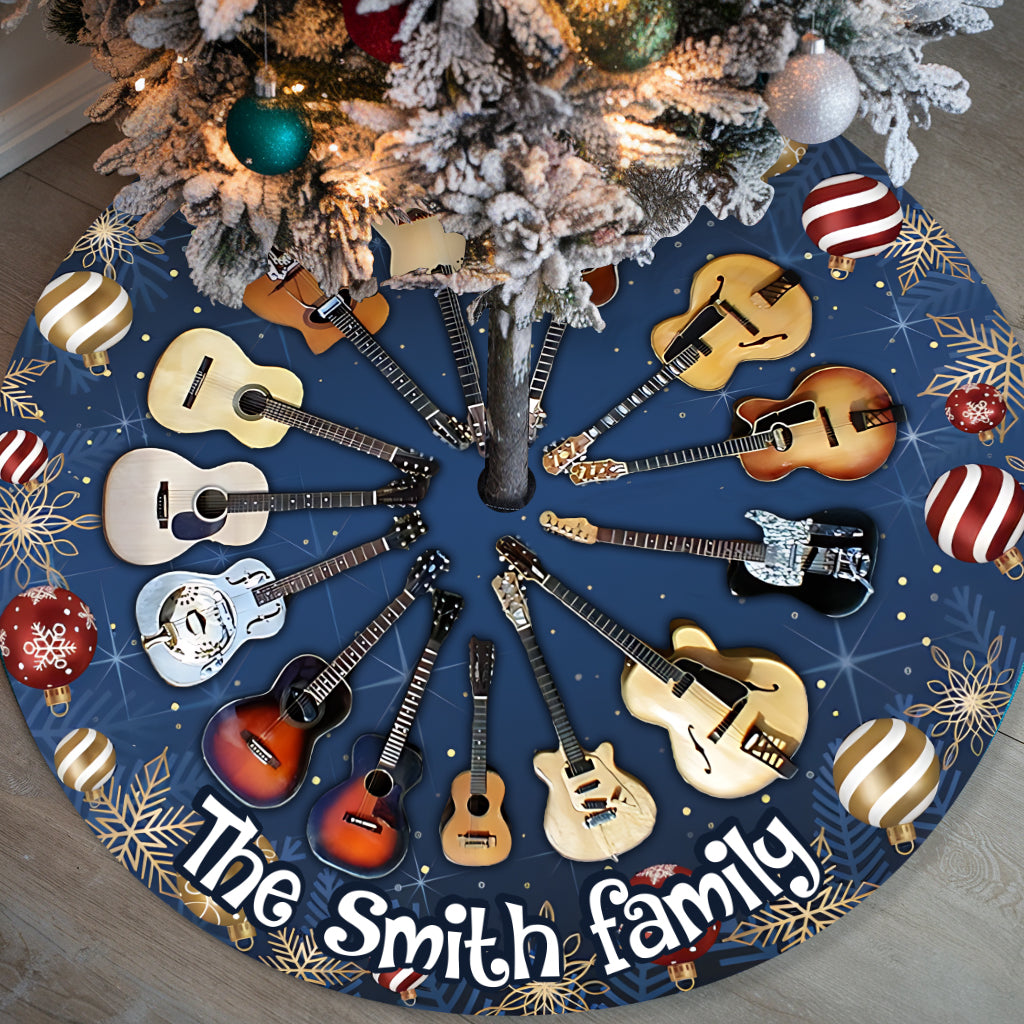 Merry Christmas - Personalized Guitar Tree Skirt