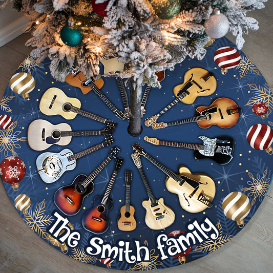 Merry Christmas - Personalized Guitar Tree Skirt
