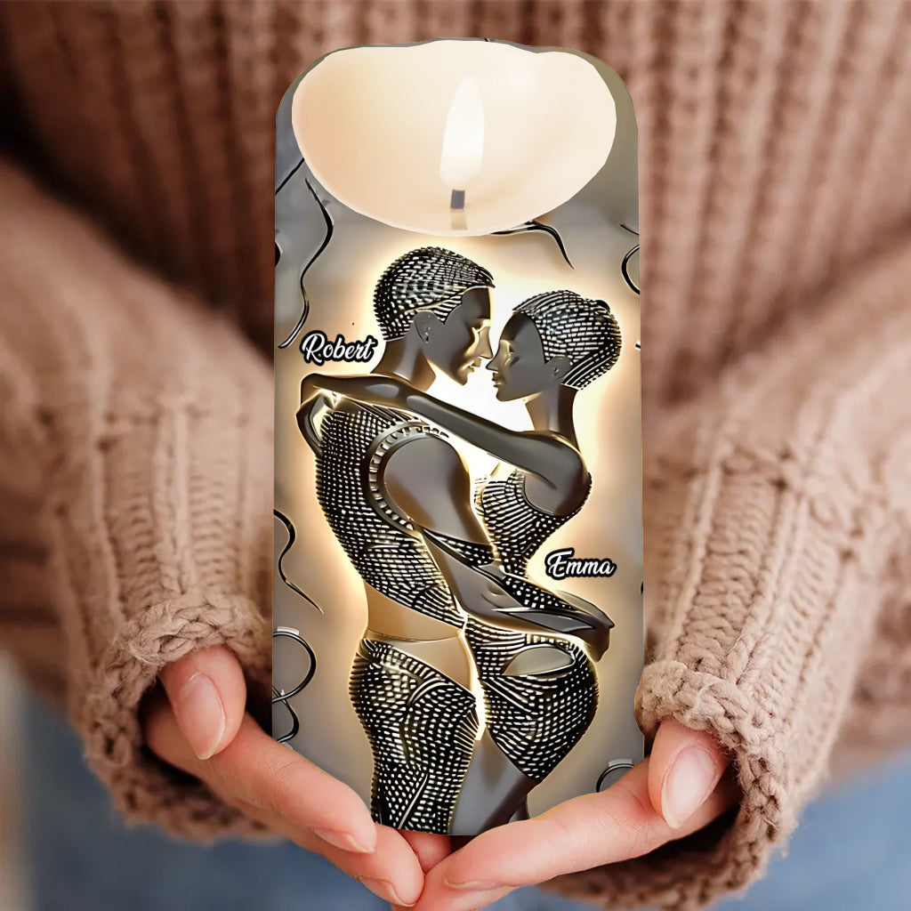C'est toi et moi - Bougie sans flamme personnalisée afro-américaine