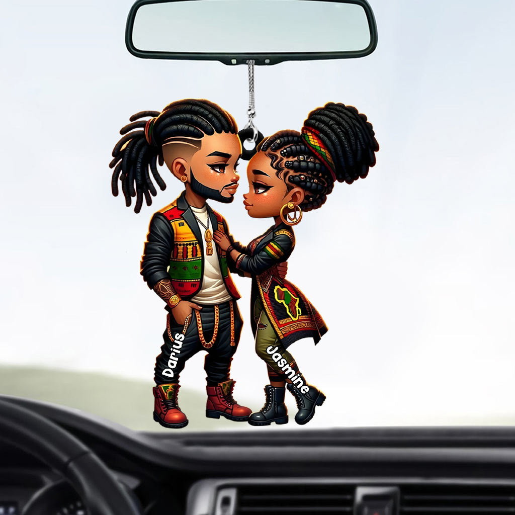 Tu es mon roi et je suis ta reine - Ornement de voiture personnalisé afro-américain