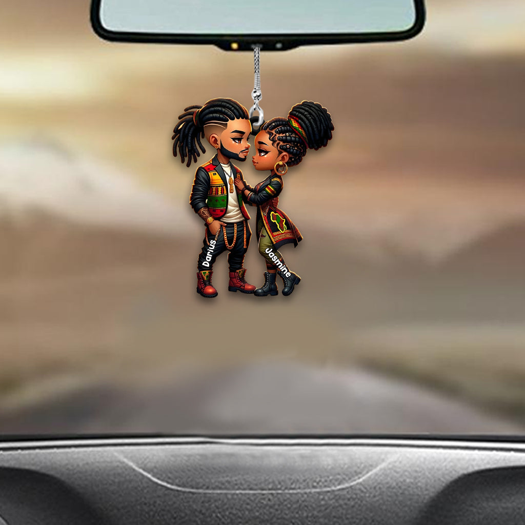 Tu es mon roi et je suis ta reine - Ornement de voiture personnalisé afro-américain