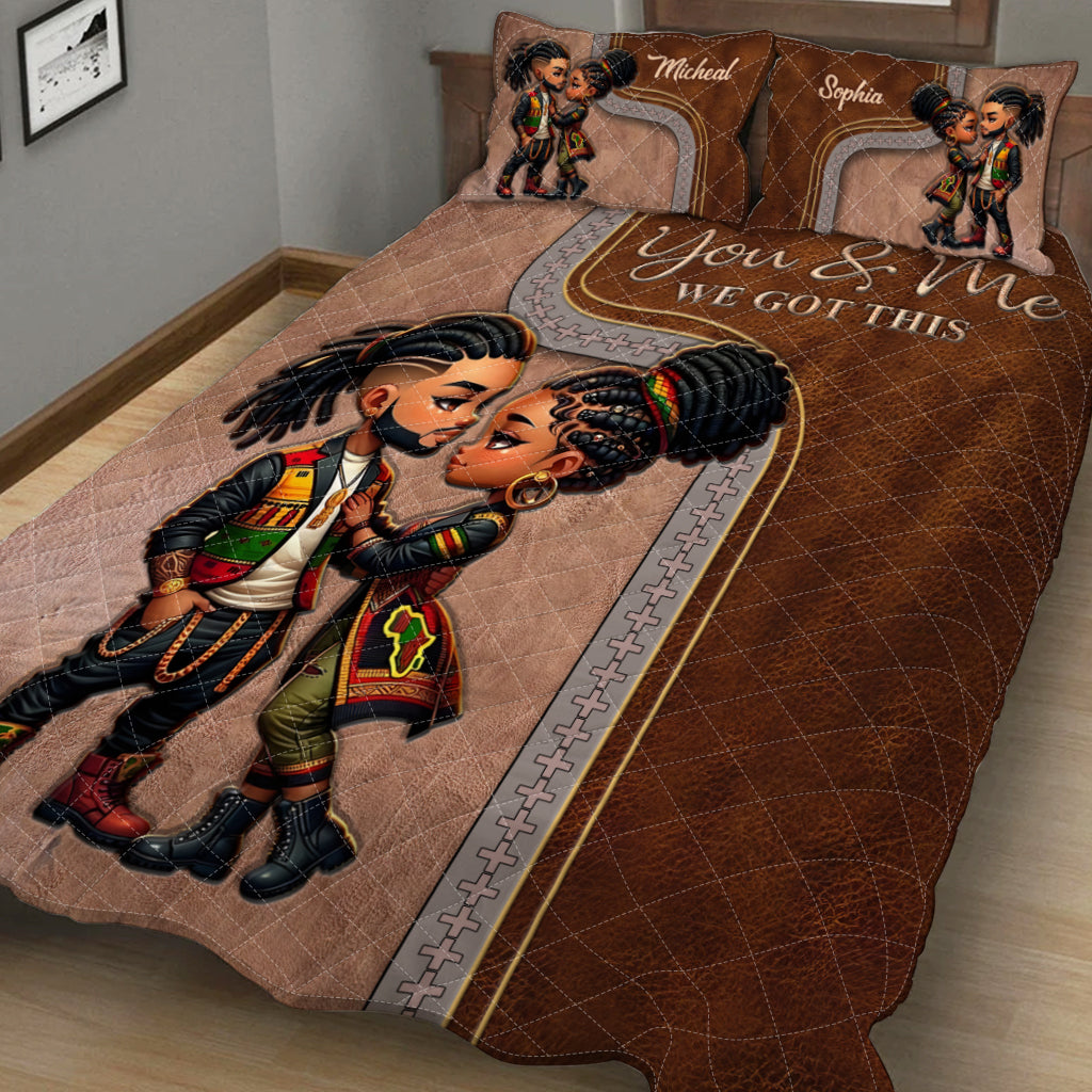 You Are My King & I Am Your Queen - Personalized African American Quilt Set