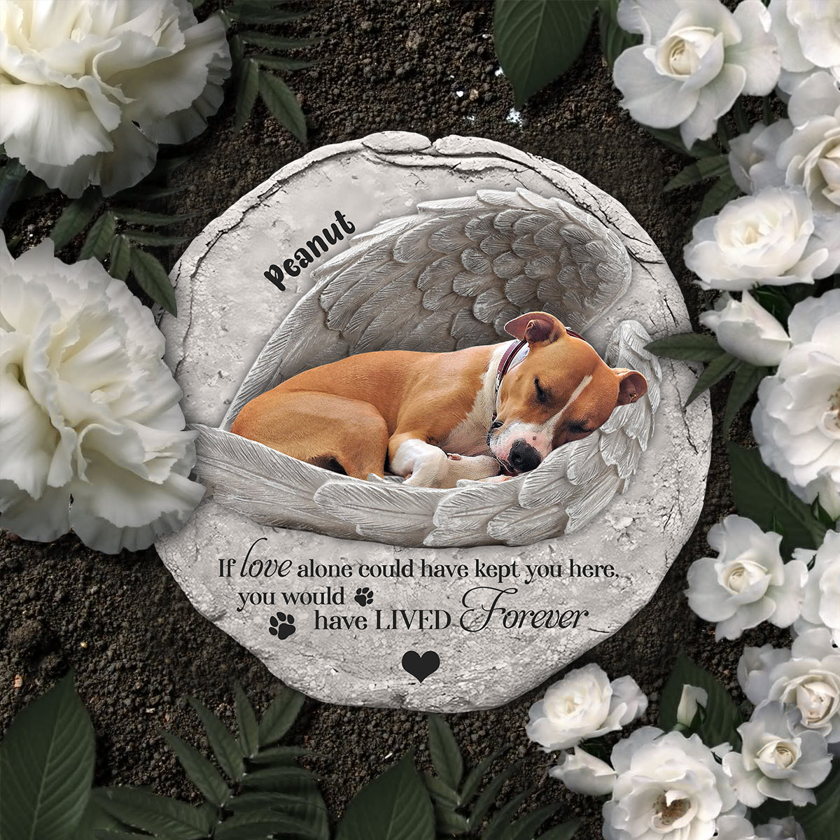 Sleep Little Angle - Personalized Dog Round Shaped Stone