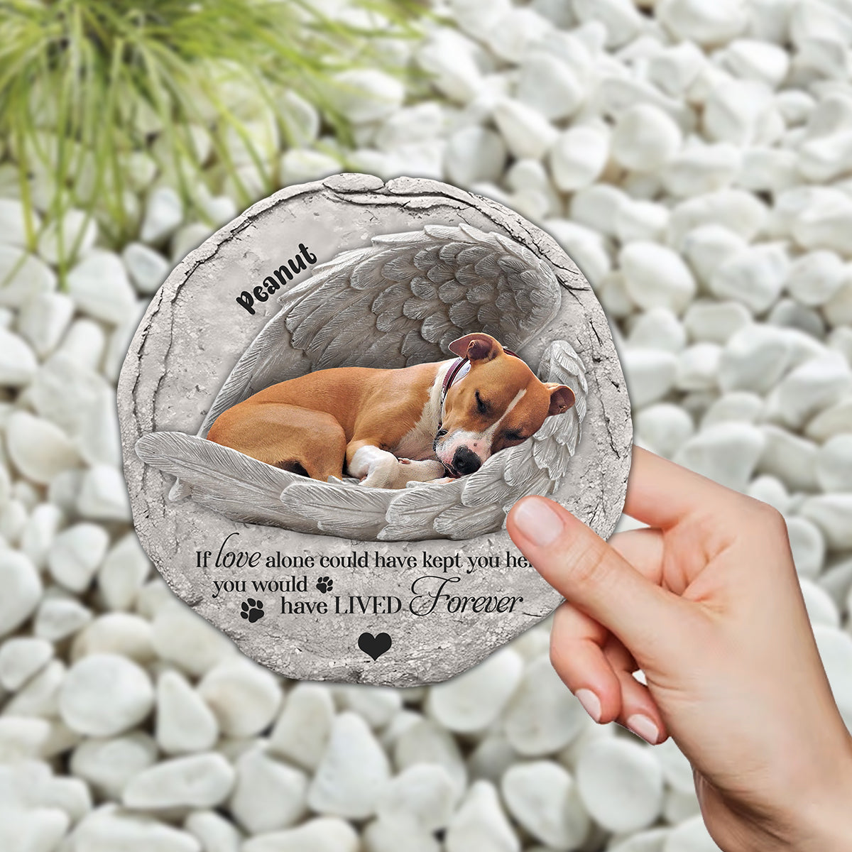 Sleep Little Angle - Personalized Dog Round Shaped Stone