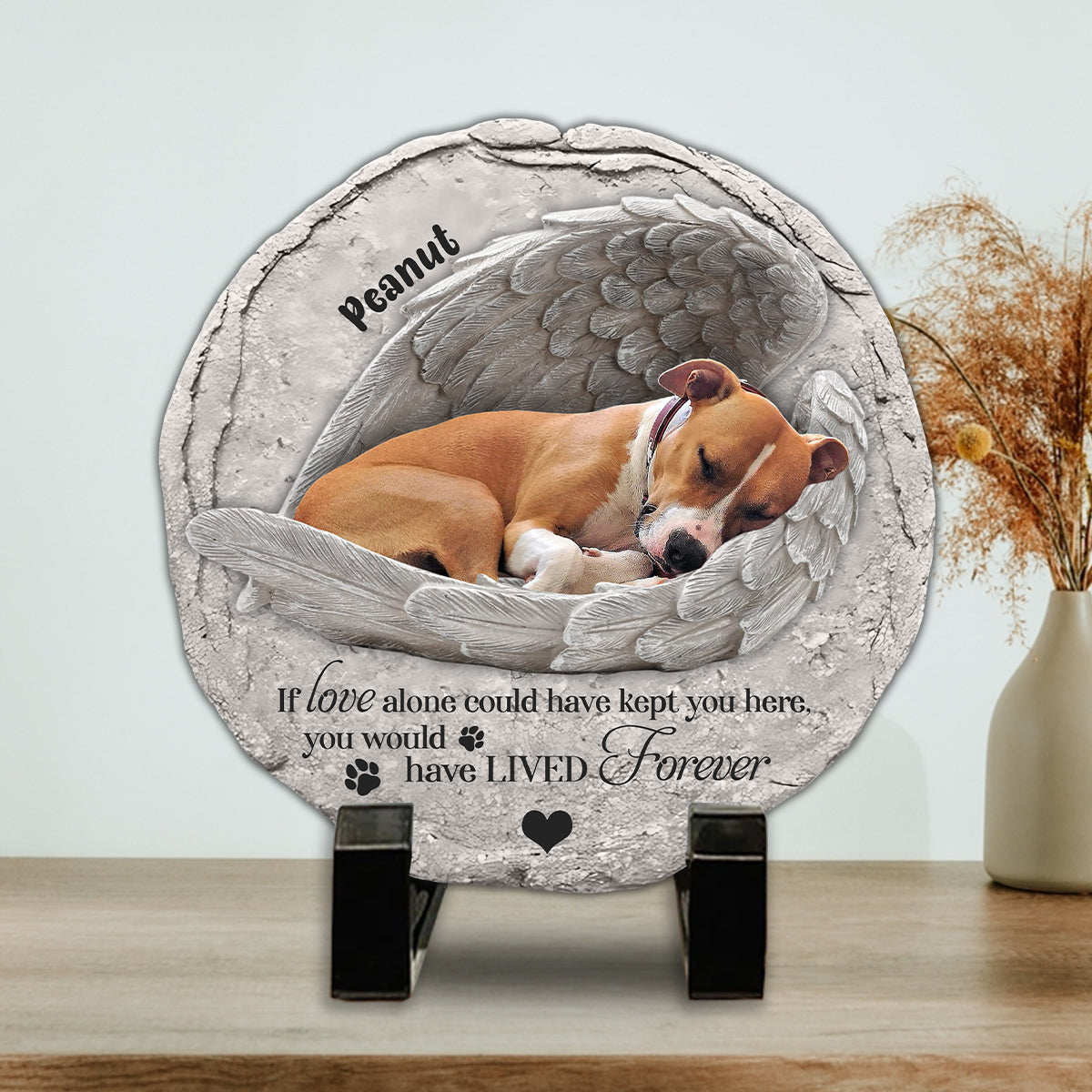 Sleep Little Angle - Personalized Dog Round Shaped Stone