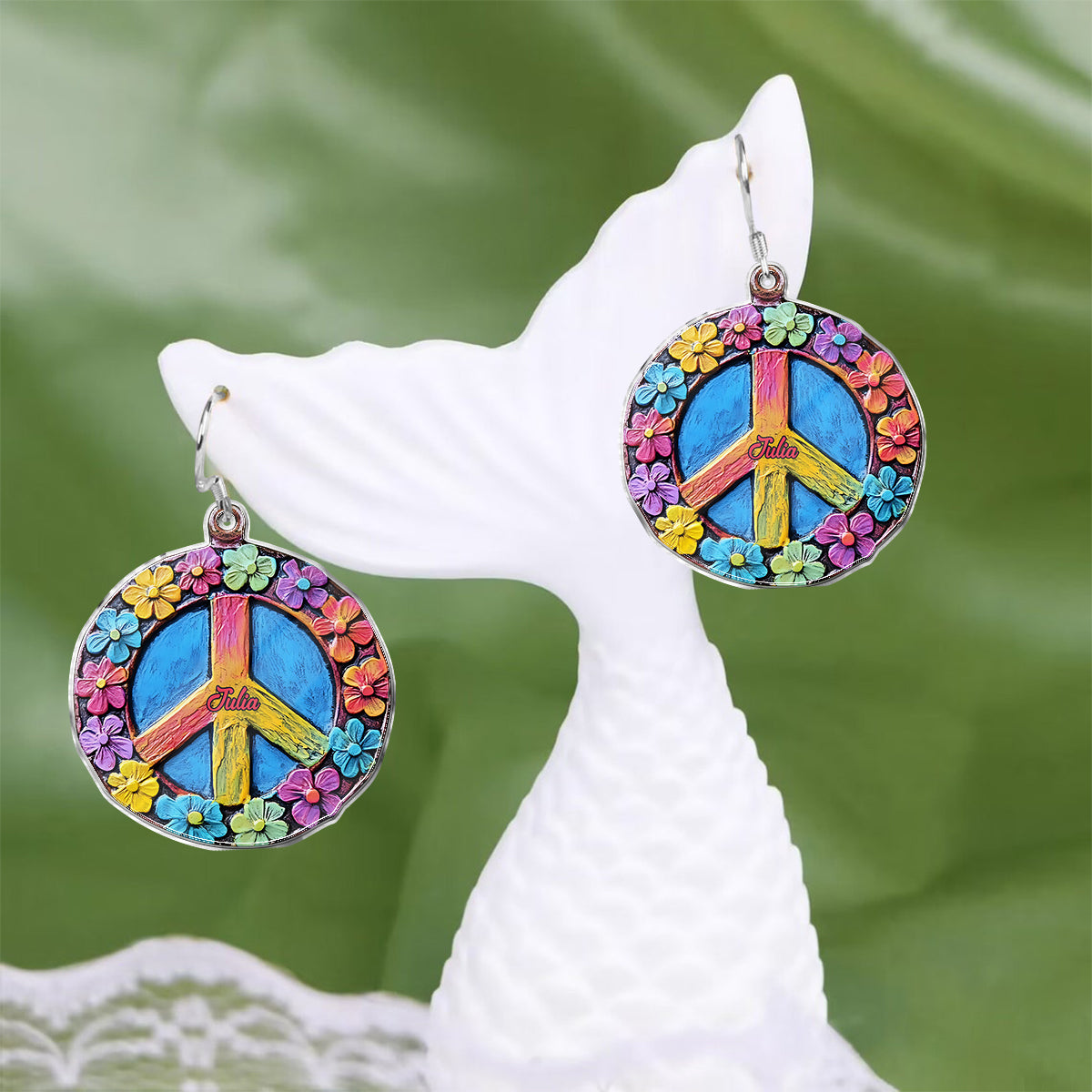 Floral Peace Soul - Personalized Hippie Earrings
