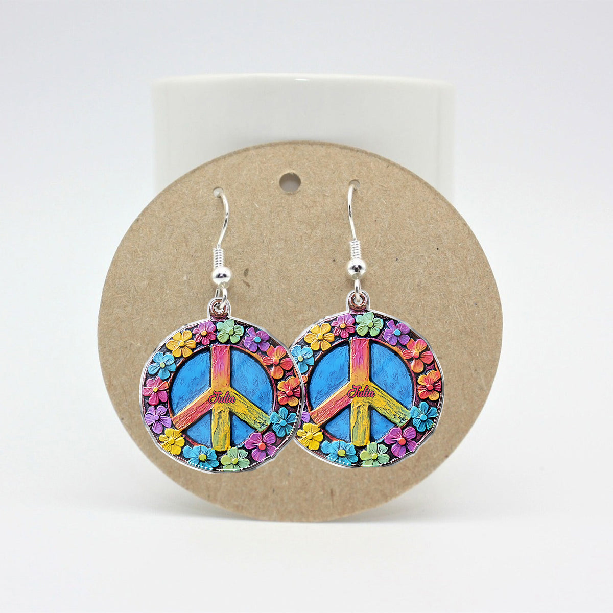 Floral Peace Soul - Personalized Hippie Earrings